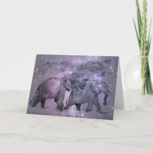 Elephants in Winter Customisable Holiday Card