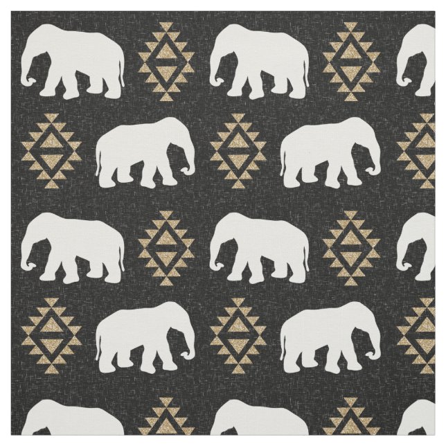 Elephants - Indian elephant design Fabric (Swatch)
