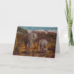 Elephants & Kilimanjaro Birthday Card