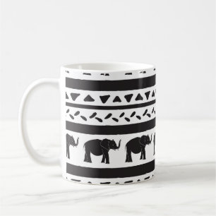 Elephants, lines, triangles, decorative seamless. coffee mug