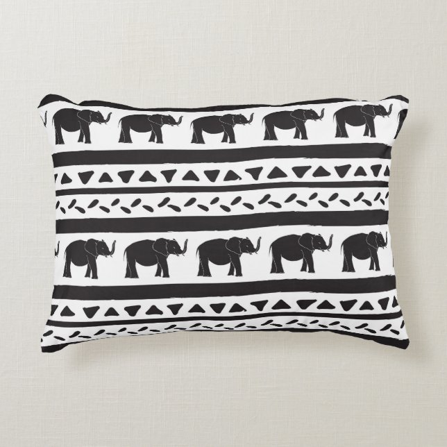 Elephants, lines, triangles, decorative seamless. cushion (Front)
