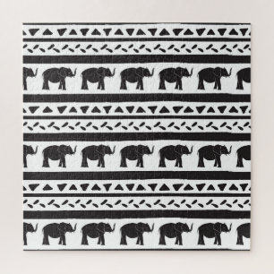 Elephants, lines, triangles, decorative seamless. jigsaw puzzle