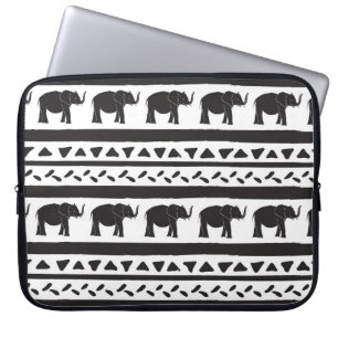 Elephants, lines, triangles, decorative seamless. laptop sleeve