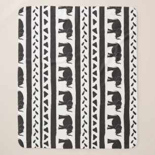 Elephants, lines, triangles, decorative seamless. sherpa blanket