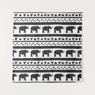 Elephants, lines, triangles, decorative seamless. tapestry