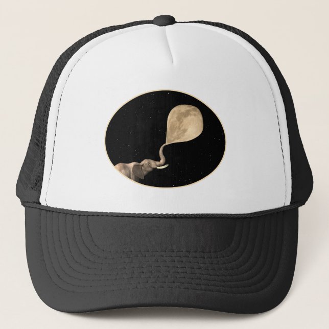 Elephants Make Full Moon Trucker Hat (Front)