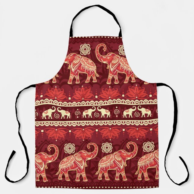 Elephants March: Playful Seamless Pattern. Apron (Front)