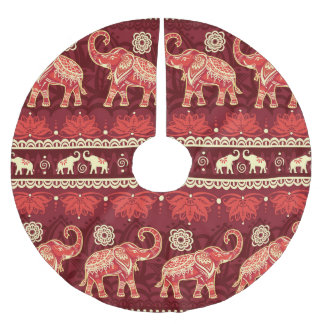 Elephants March: Playful Seamless Pattern. Brushed Polyester Tree Skirt