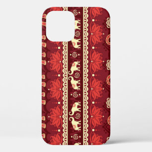 Elephants March: Playful Seamless Pattern. iPhone 12 Case