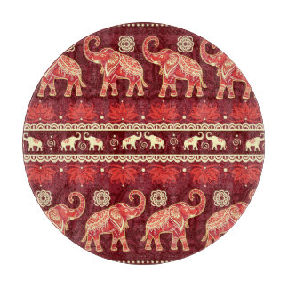 Elephants March: Playful Seamless Pattern. Cutting Board