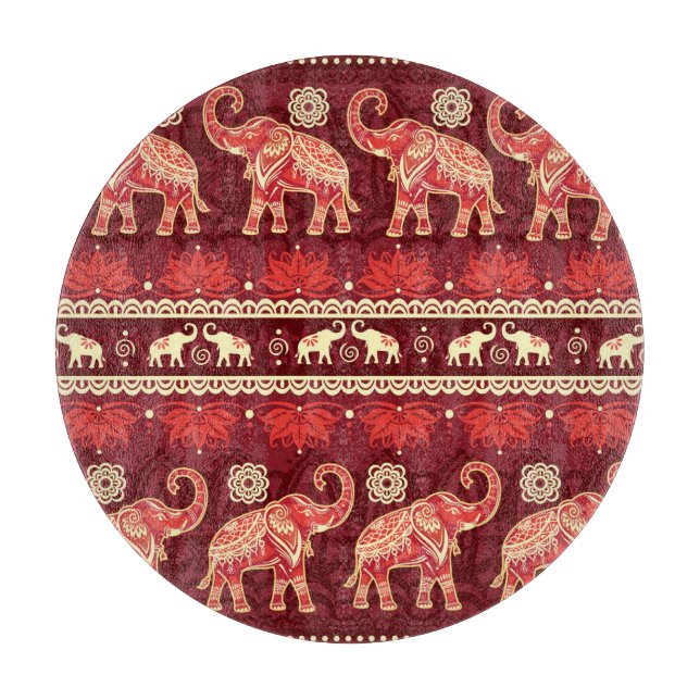 Elephants March: Playful Seamless Pattern. Cutting Board (Front)