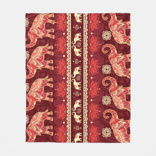 Elephants March: Playful Seamless Pattern. Fleece Blanket