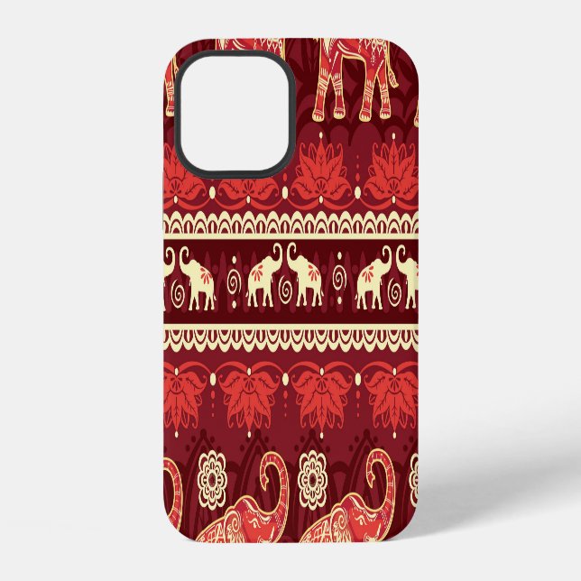 Elephants March: Playful Seamless Pattern. iPhone Case (Back)