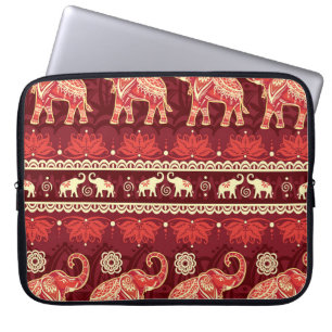 Elephants March: Playful Seamless Pattern. Laptop Sleeve