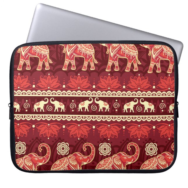 Elephants March: Playful Seamless Pattern. Laptop Sleeve (Front)
