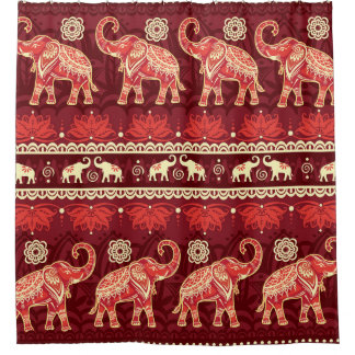 Elephants March: Playful Seamless Pattern. Shower Curtain