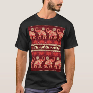 Elephants March: Playful Seamless Pattern. T-Shirt