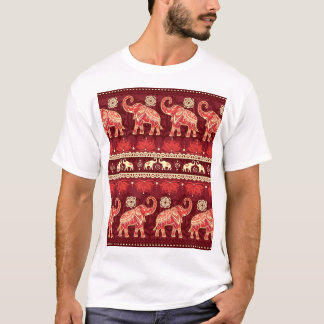 Elephants March: Playful Seamless Pattern. T-Shirt