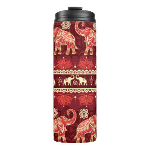 Elephants March: Playful Seamless Pattern. Thermal Tumbler