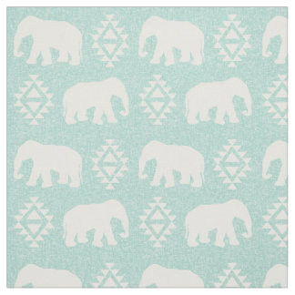 Elephants - mint fabric