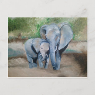 Elephants- Mother and Baby Postcard