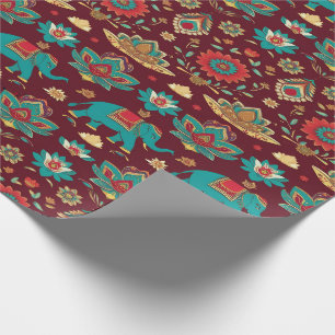 Elephants of Celebration – Diwali Reverie Wrapping Paper