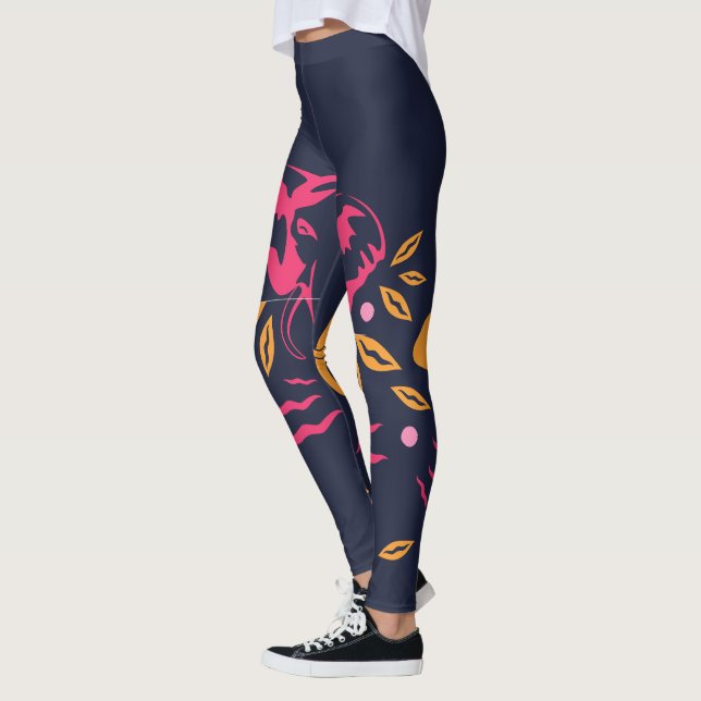 Elephants on Blue Leggings (Left)