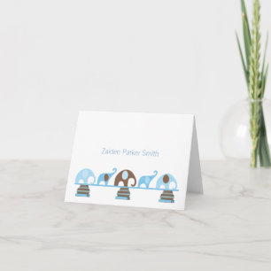 Elephants on Books Baby Thank You Note with photo Note Card