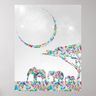 Elephants on the Savannah Poster