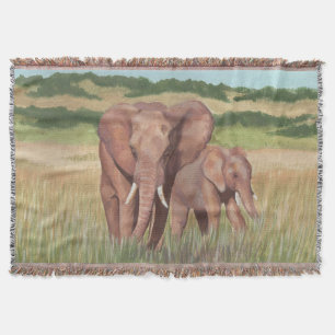 Elephants on the Walk Throw Blanket