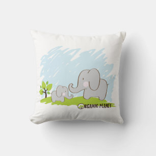 Elephants Organic Planet Throw Pillow