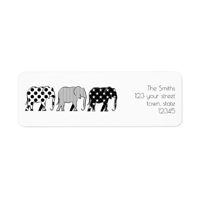 Elephants Pattern , Modern , Black and White (Front)