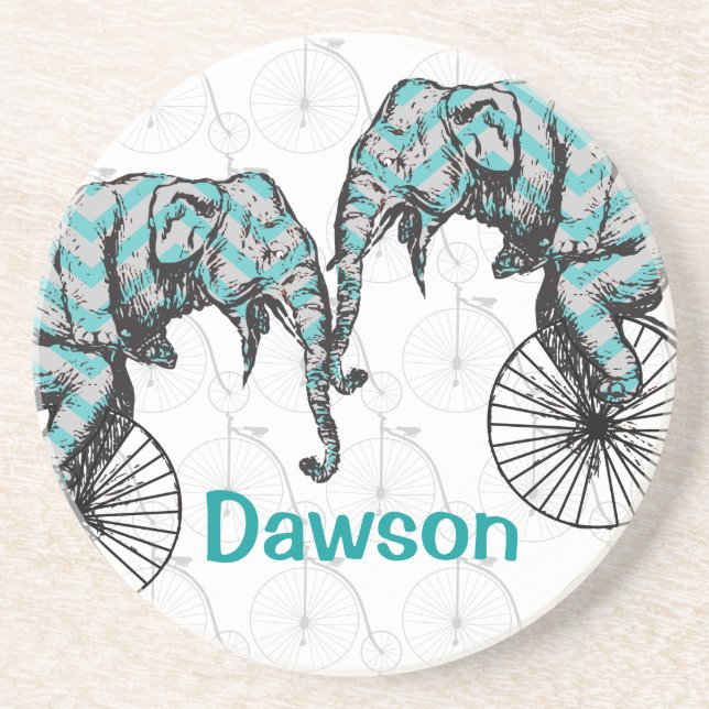 Elephants Plus Bikes Equal YIKES! Coaster (Front)