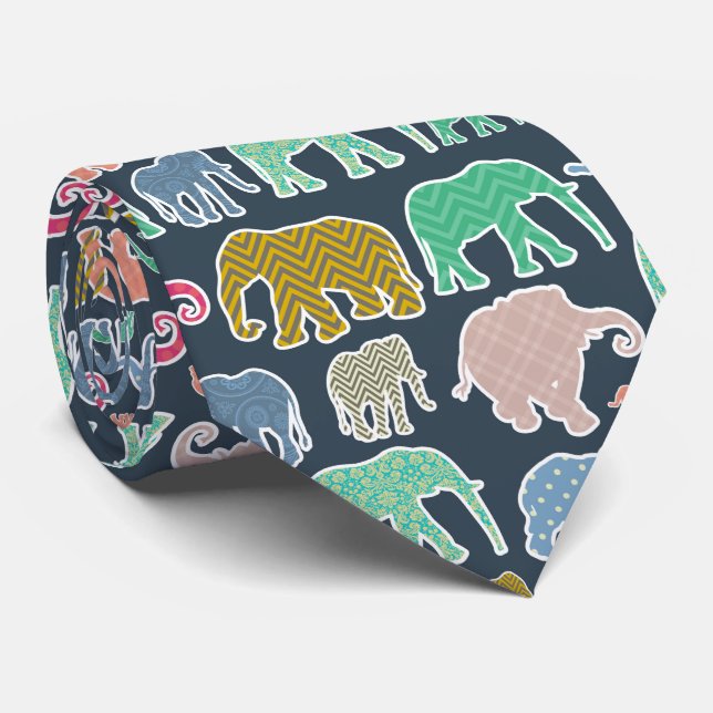 Elephants, Polka Dots, Zigzag (Chevron), Gingham Tie (Rolled)