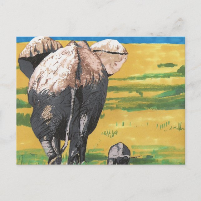 Elephants Postcard (Front)