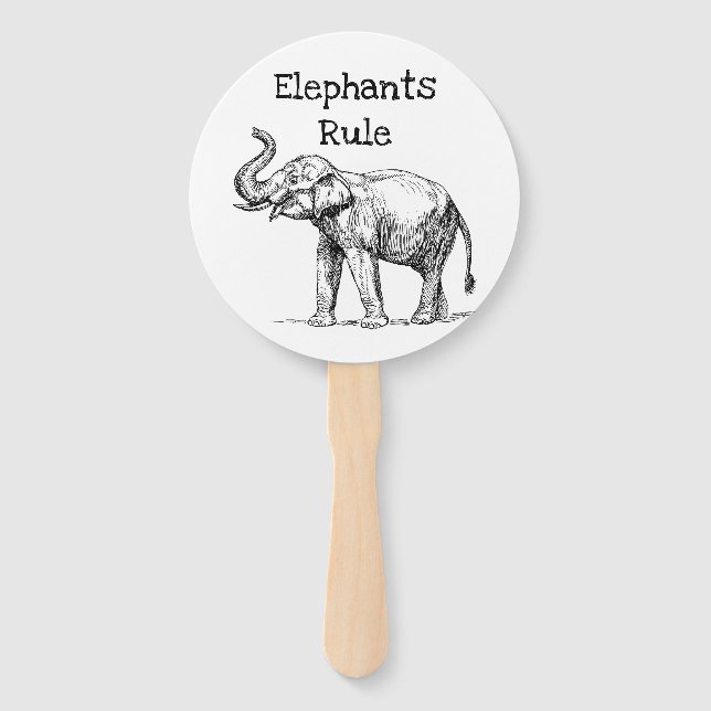 Elephants Rule Hand Fan (Front)