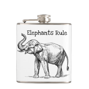 Elephants Rule Hip Flask