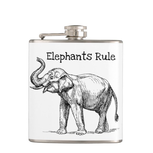 Elephants Rule Hip Flask (Front)