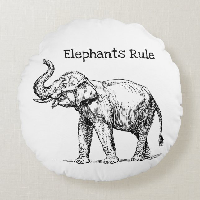 Elephants Rule Round Cushion (Front)