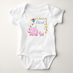 Elephants, Sheep & Bird Animal Tower Baby Bodysuit
