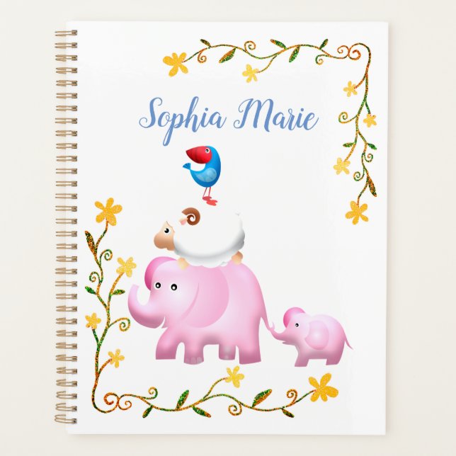 Elephants, Sheep & Bird Animal Tower Planner (Front)