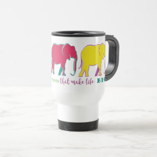 Elephants Silhouette Neon Inspiration Motivation Travel Mug