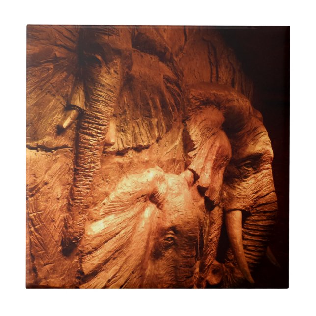 Elephants Small (4.25" x 4.25") Ceramic Photo Tile (Front)