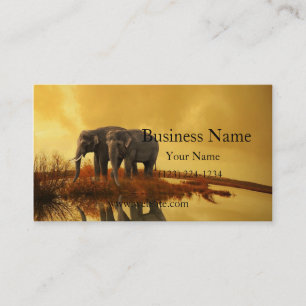 Elephants Sunset Business Card