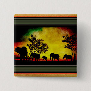 Elephants Sunset Button