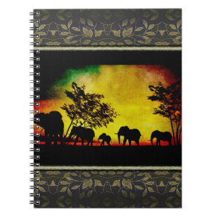 Elephants Sunset Notebook