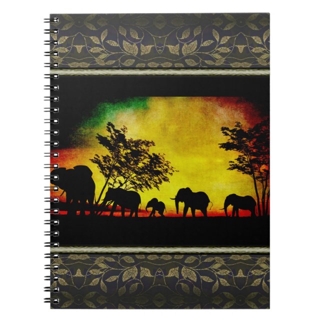 Elephants Sunset Notebook (Front)