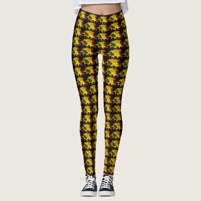 Elephants Sunset Women's Leggings (Front)