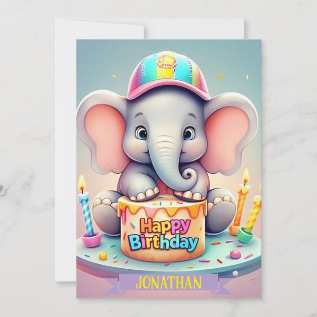 " ELEPHANT'S SWEET CELEBRATION " INVITATION (Front)