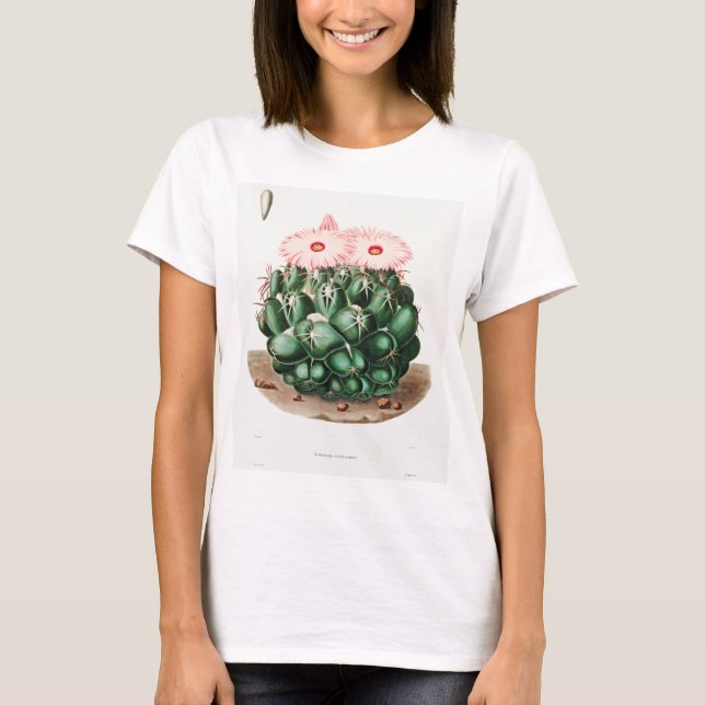 Elephant's Tooth Cactus Flower illustration T-Shirt (Front)